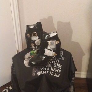 Black Patent Gothic Ankle Boots • Size 10